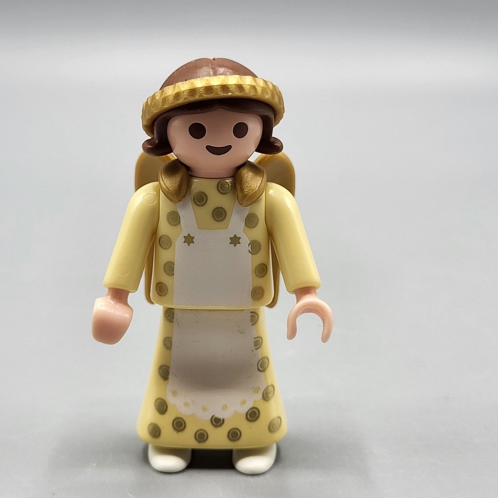 Vtg 1998 Playmobil Angel Figure With Gold Wings Halo Polka Dot Dress Replacement
